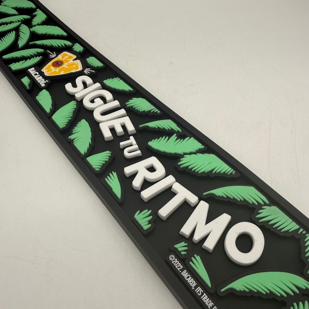 Bacardi Bar Mat Runner Sigue Tu Ritmo Black Green Tropical Rum Barware New